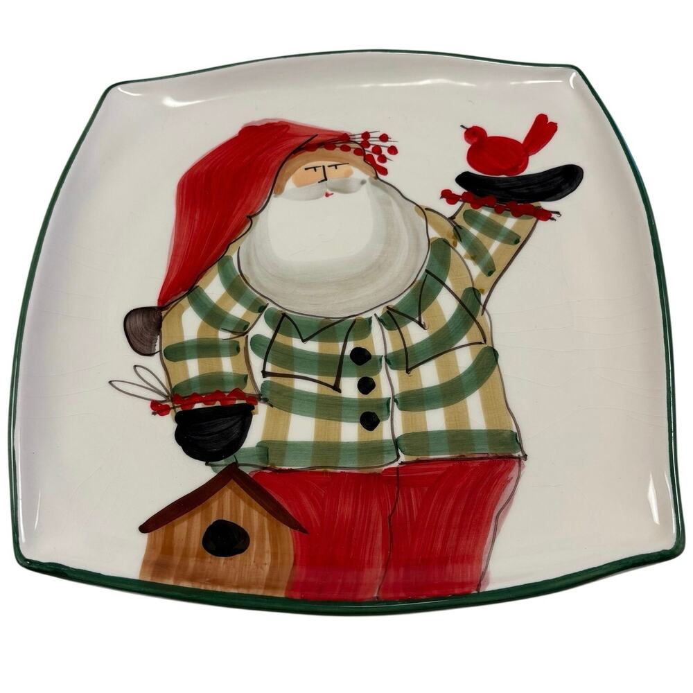 Vietri Old St Nick Square Platter Limited Edition Hand Painted Italy Christmas